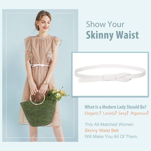 Pu Leather Skinny Waaist Belt For Women Dresses Adjustable Thin Waist Belt For🤚 - Picture 2 of 9